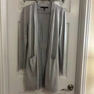 White House Black Market Light Gray Cardigan Silver Sleeve Accents Size Small